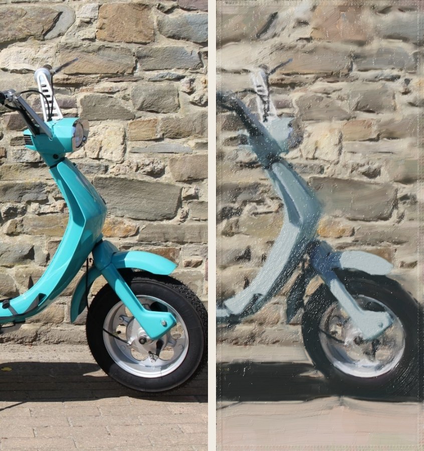 Scooter: photo and painting