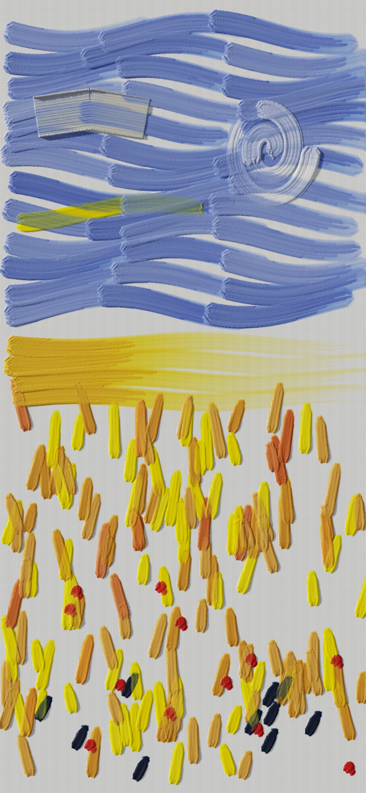 A painting lit from the left